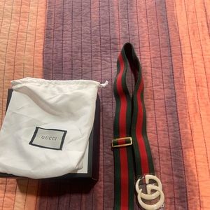 New authentic Gucci nylon web belt with marble GGs